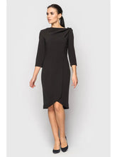 Lataa kuva Galleria-katseluun, Epäsymmetrinen Musta Mekko Cowl-kauluksella